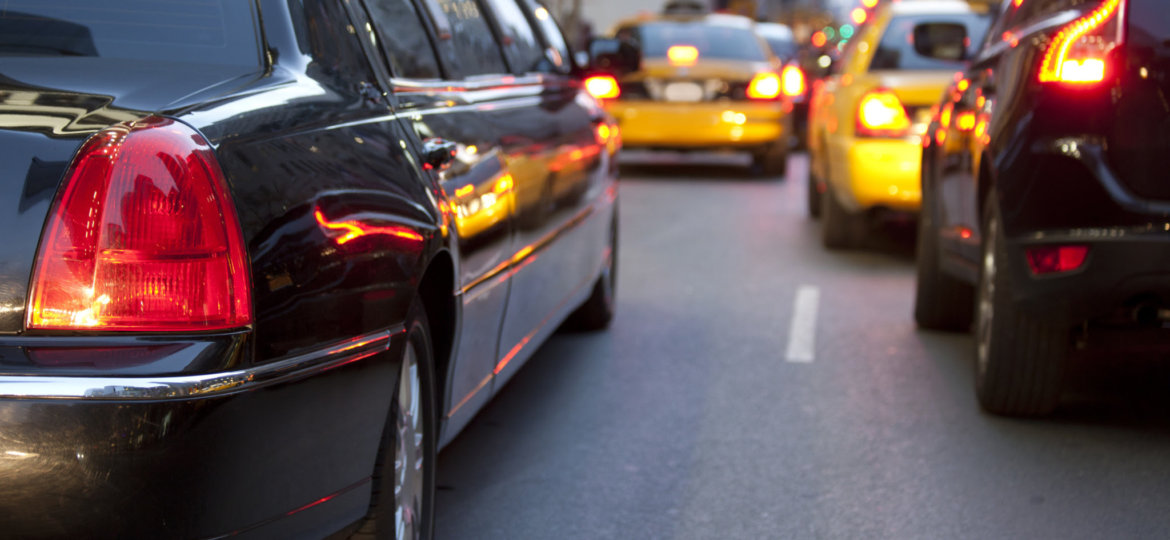 Limo and taxis in NYC traffic